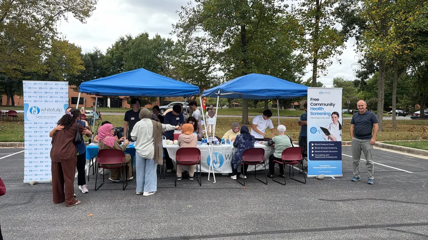 Community members receiving free health screenings