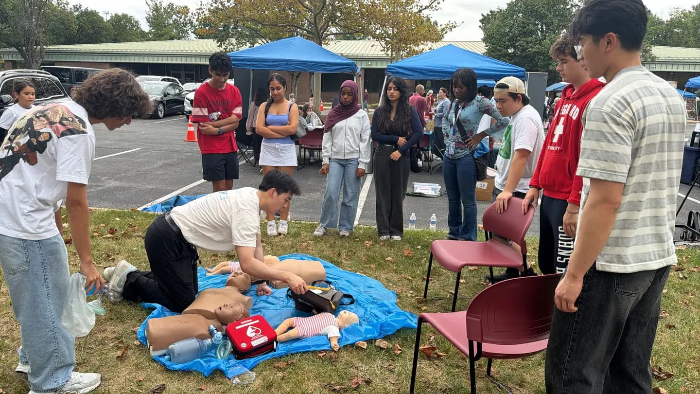 Hands-on CPR training with practice mannequins